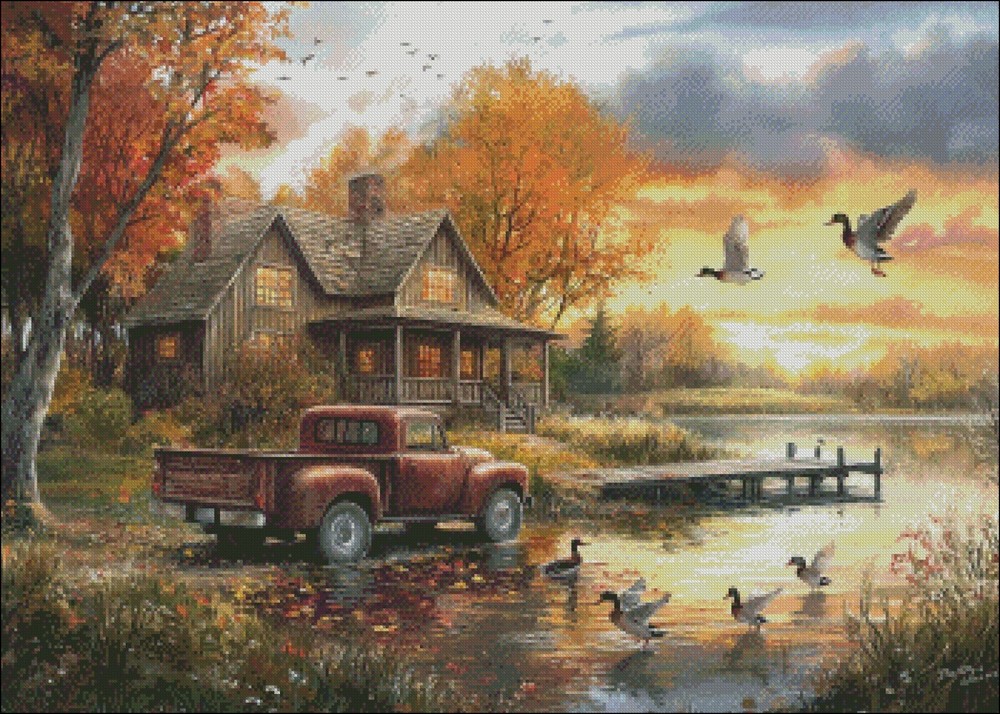 Rustic Harmony - DIY Chart Counted Cross Stitch Patterns Needlework DMC Color