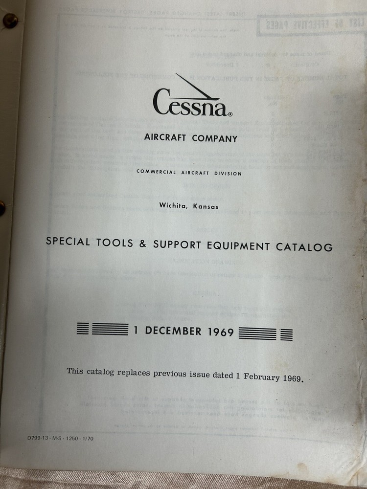 1969 CESSNA Special Tools & Support Equipment Catalog