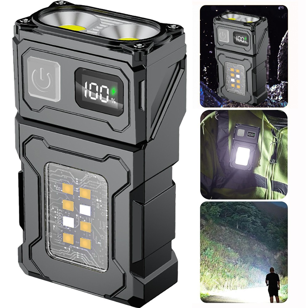 Clip Pocket LED Flashlight Magnetic USB Rechargeable Mini Torch Work Light IPX4