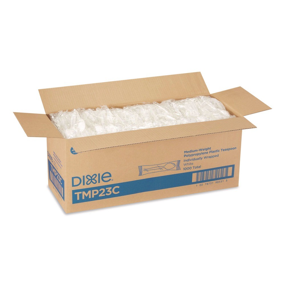 Dixie TMP23C Mediumweight Polypropylene Teaspoon Cutlery - White (1000/CT) New