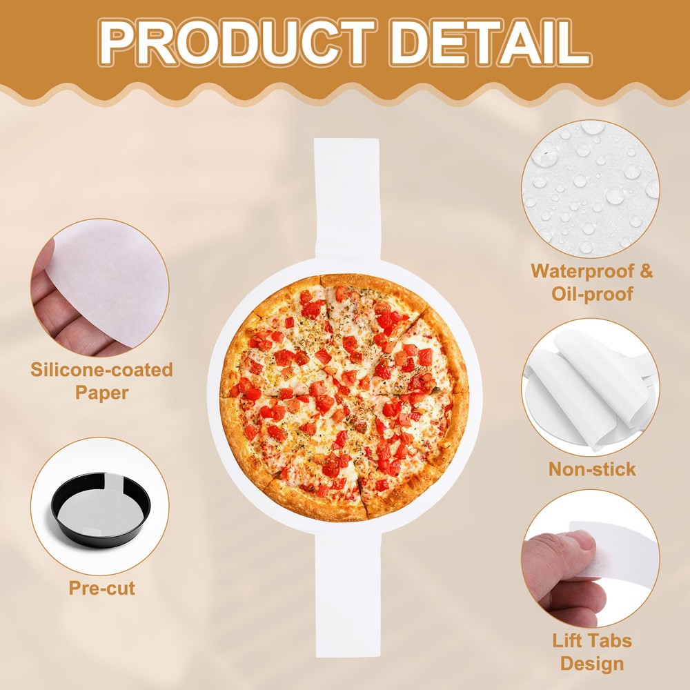 40 Sheets Parchment Paper Rounds, 8" Circle Baking Sheets, White