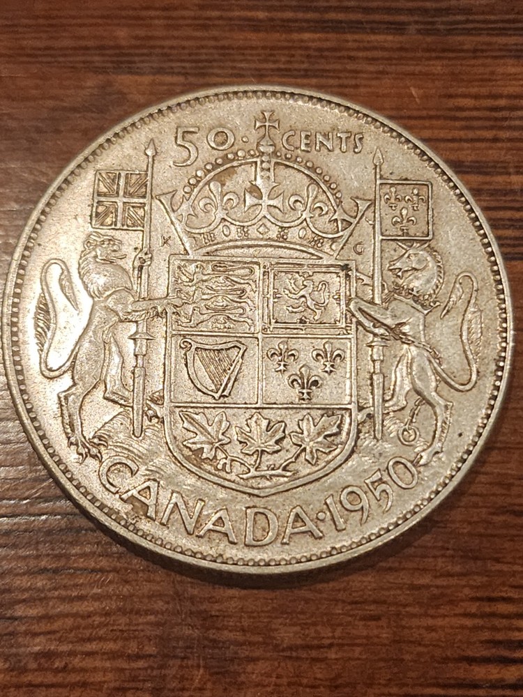 1950 Canada 50 Cents Design Silver Coin