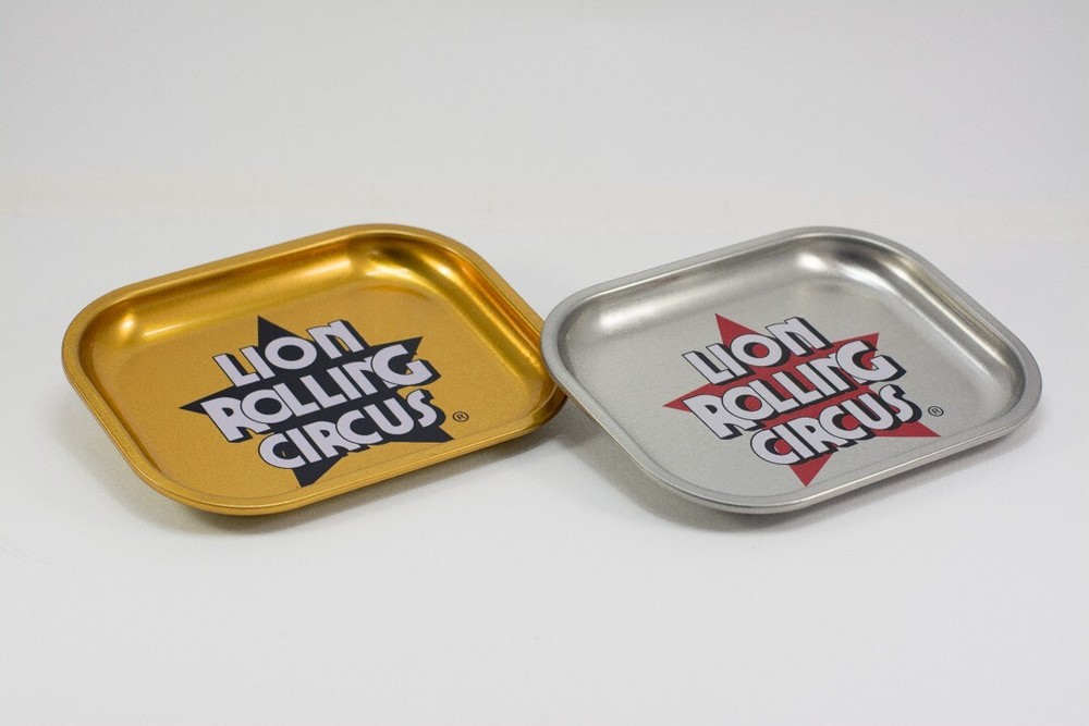 LION ROLLING CIRCUS ROLLING TRAY SILVER OR GOLD, SMALL SIZE