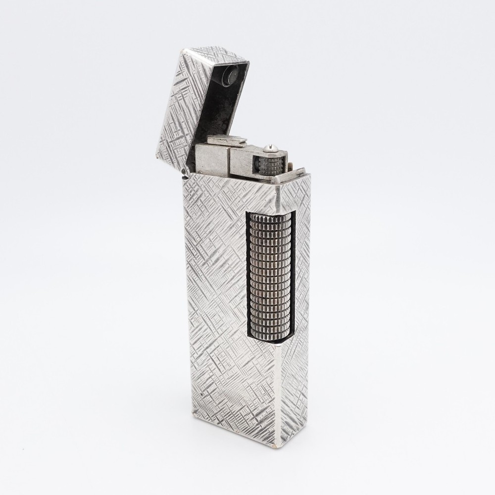 Dunhill Silver Rollasgas Florentine Cross Hatch Pattern Lighter