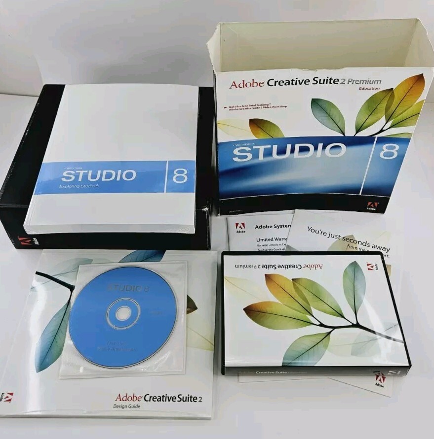 Adobe Creative Suite 2 Premium STUDIO 8 Web Bundle Windows Manuals Training Disc