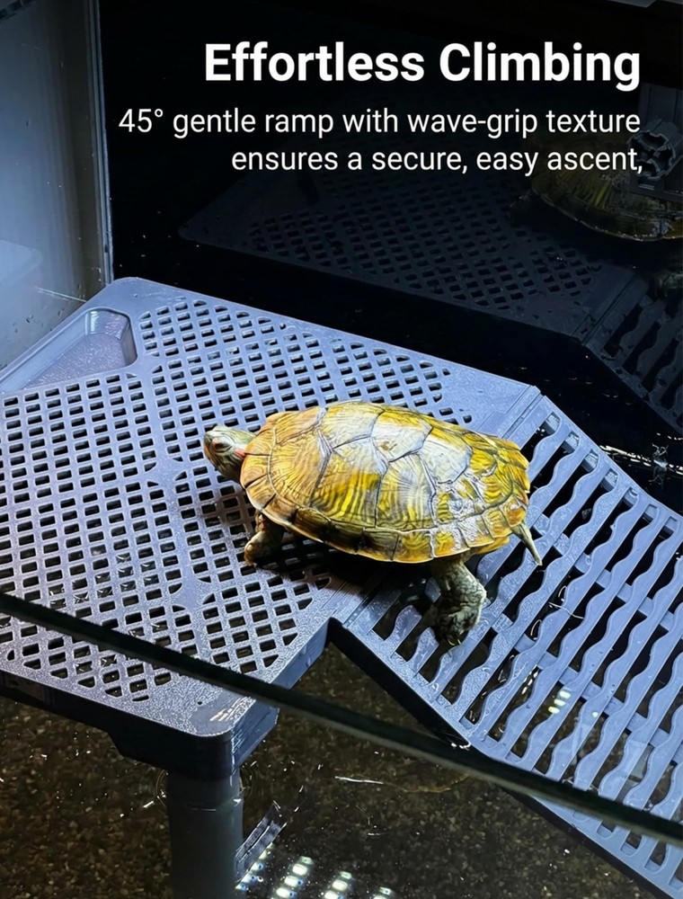 SolidForm Turtle Basking Platform with Ramp, Built-in Food Tray, Zero Zip-Tied