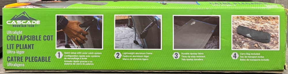 Cascade Mountain Tech Ultralight Collapsible Cot (Gray) - Open Box