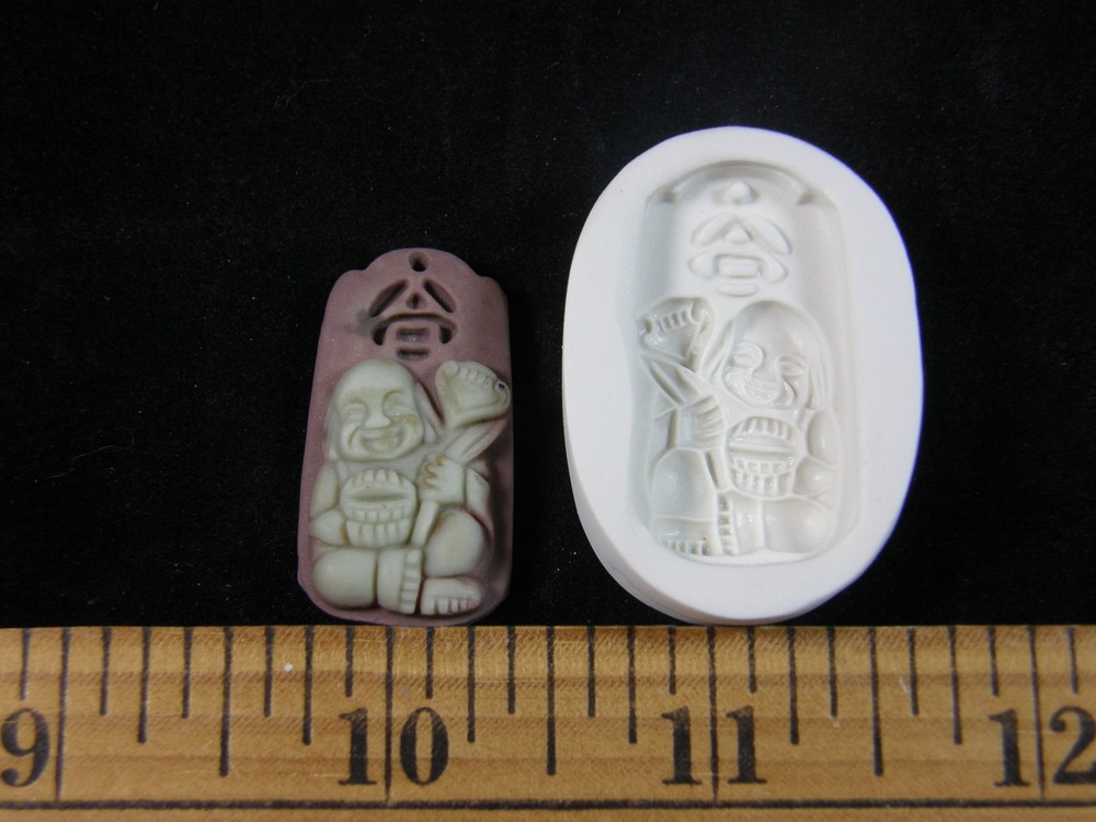 Buddha Sitting with Staff Polymer Clay Mold (MD1317)