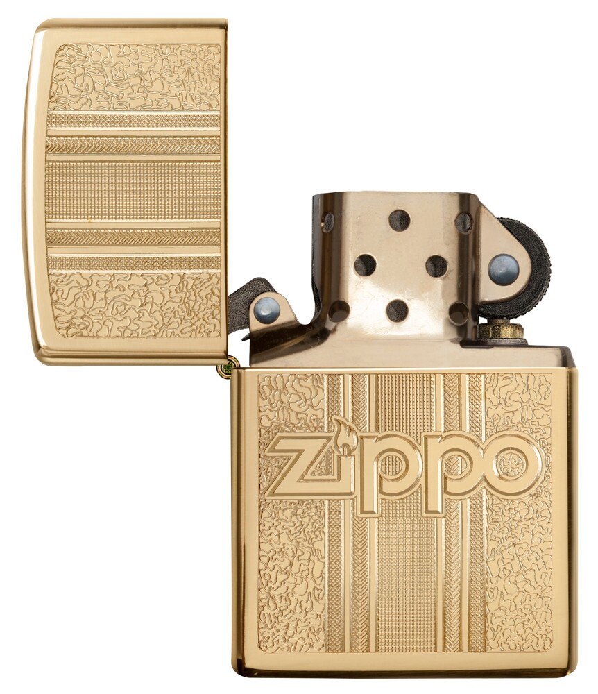 Zippo and Pattern Design High Polish Brass Windproof Pocket Lighter, 29677