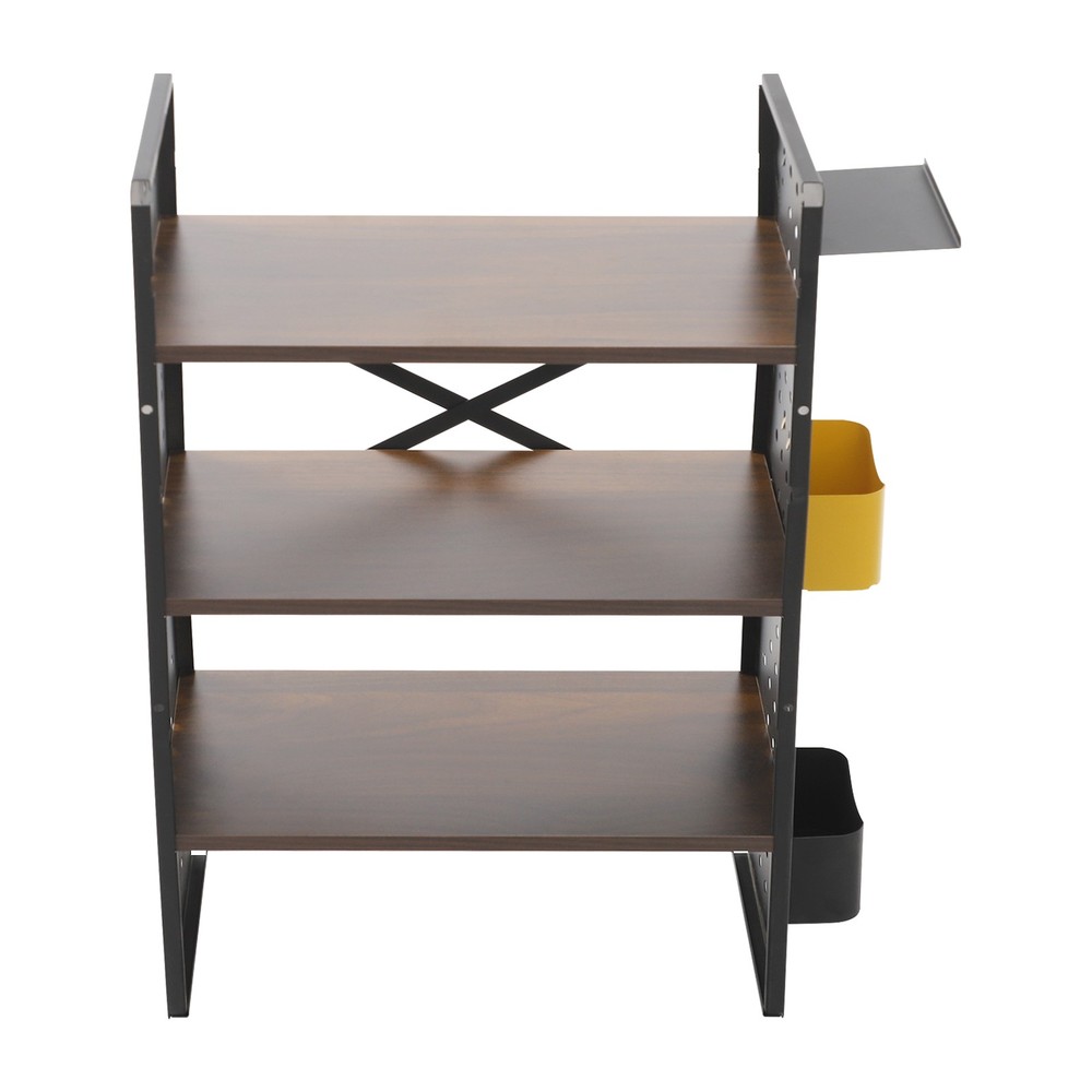 Desktop Bookshelf Desk Organizer Bookshelf Storage Shelf with Metal Grid Panel