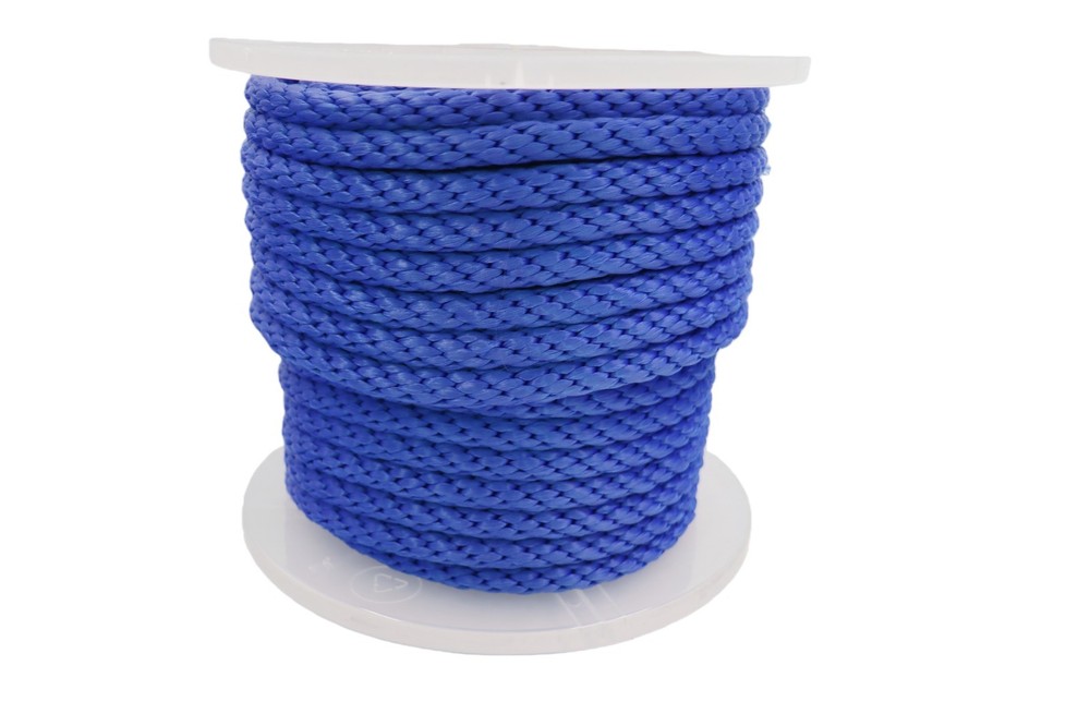 5/8'' 140FT Smooth Polypropylene Blue Solid Braid Rope