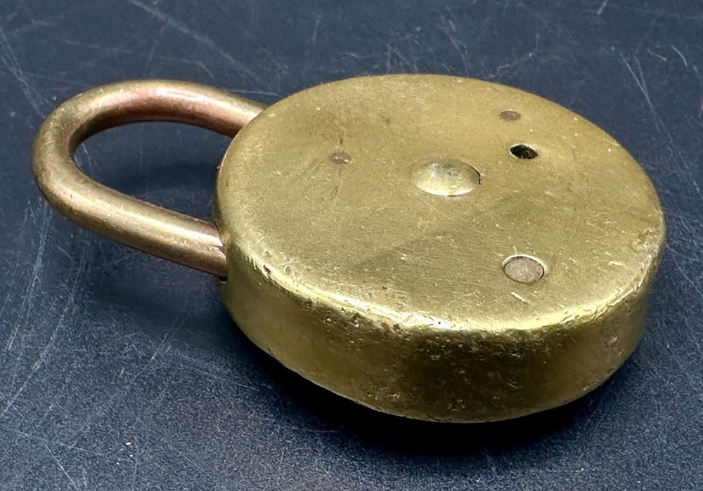 c1910 Antique Brass Padlock Dot Lock Keyless Locks Co Ltd Nottingham