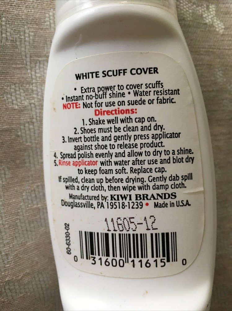 KIWI Scuff Cover, White 2.50 oz LEATHER extra scuff coverage New