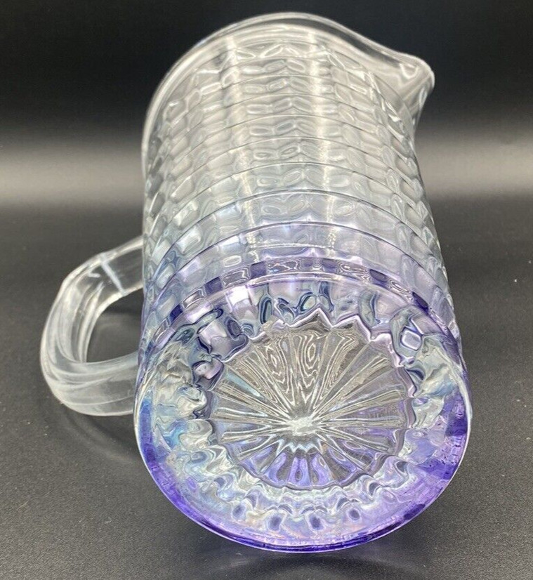 60's Iridescent Crystal Pitcher Heavy vintage