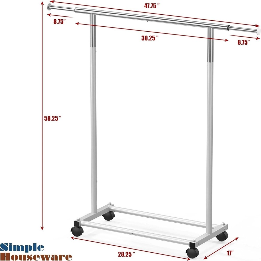 Space-Saving Silver Garment Rack with Quick Assembly and Sturdy Construction