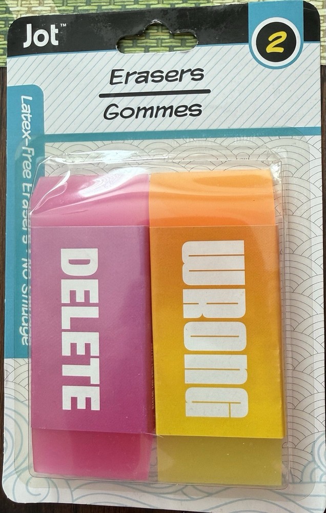 Delete/Wrong Large Cute Pencil Erasers by Jot