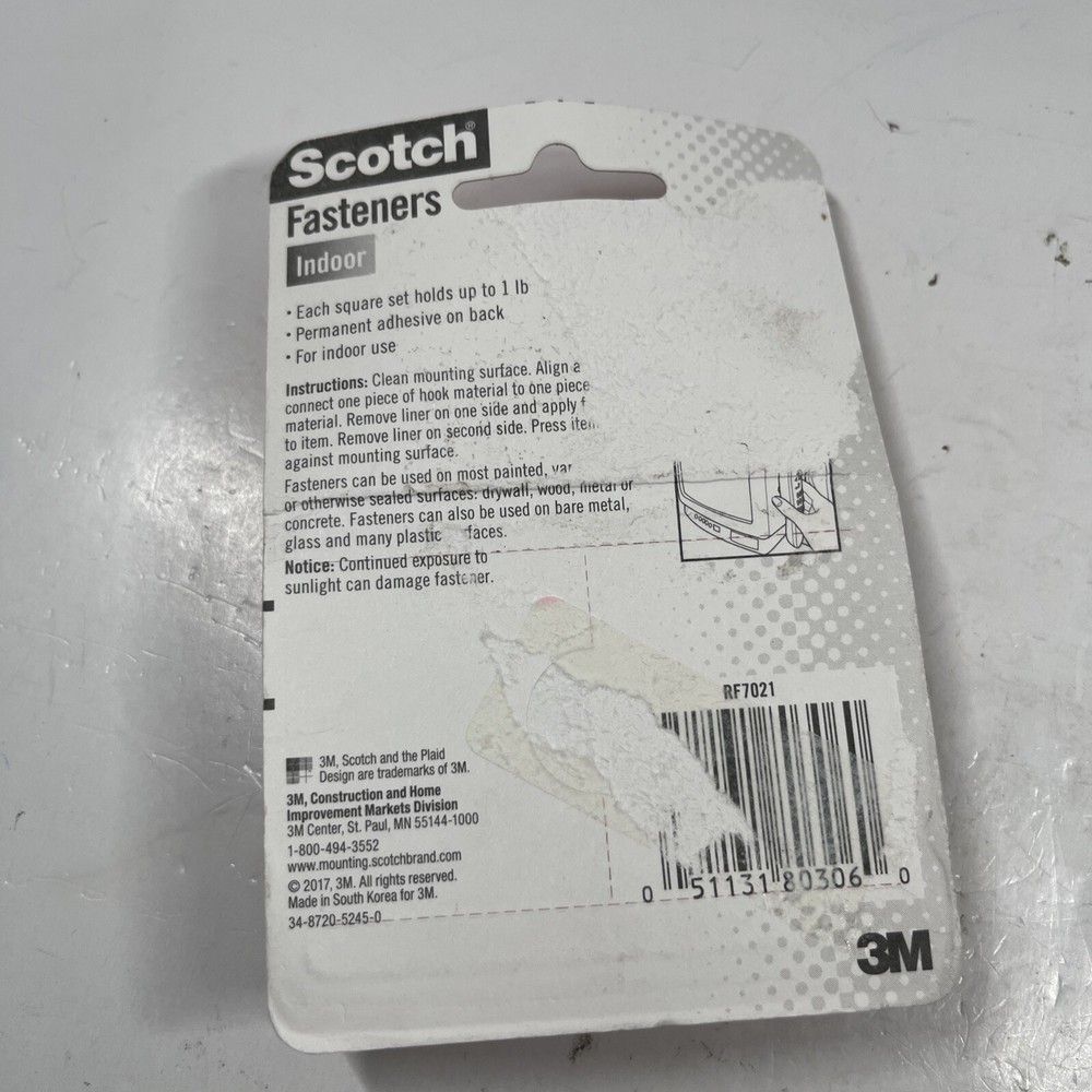 Scotch Multi-Purpose Hook & Loop Fasteners RF7021 For Indoor Use Black 12 Sets