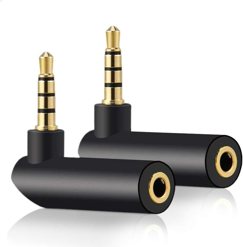 90 Degree 3.5mm TRRS Audio Adapter 2 Pack Stereo