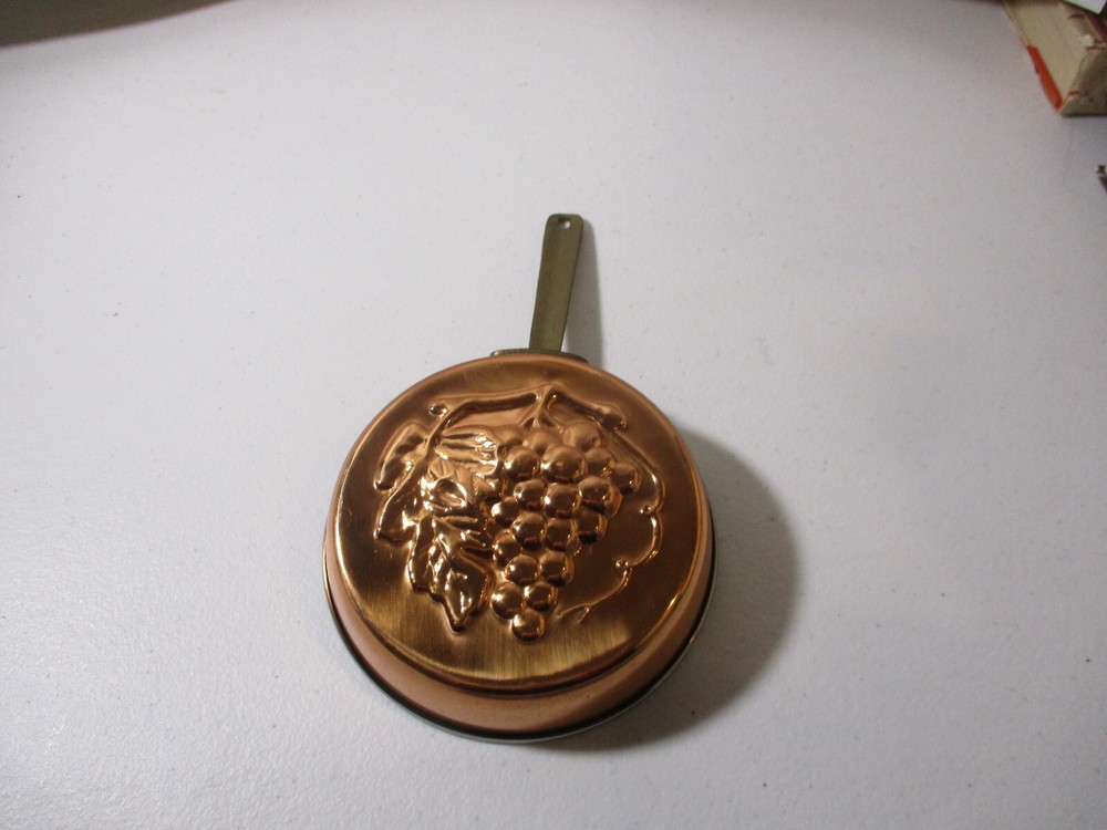 Vintage Copper Pan Embossed Grape & Leaf Wall Hanging