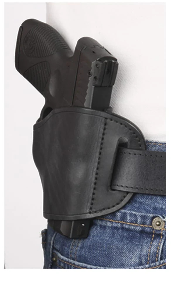Black Leather Pancake holster With Belt Loop Fits Glock 43