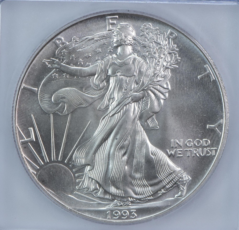 1993 American Silver Eagle Mint Error Struck Thru Authentic ICG