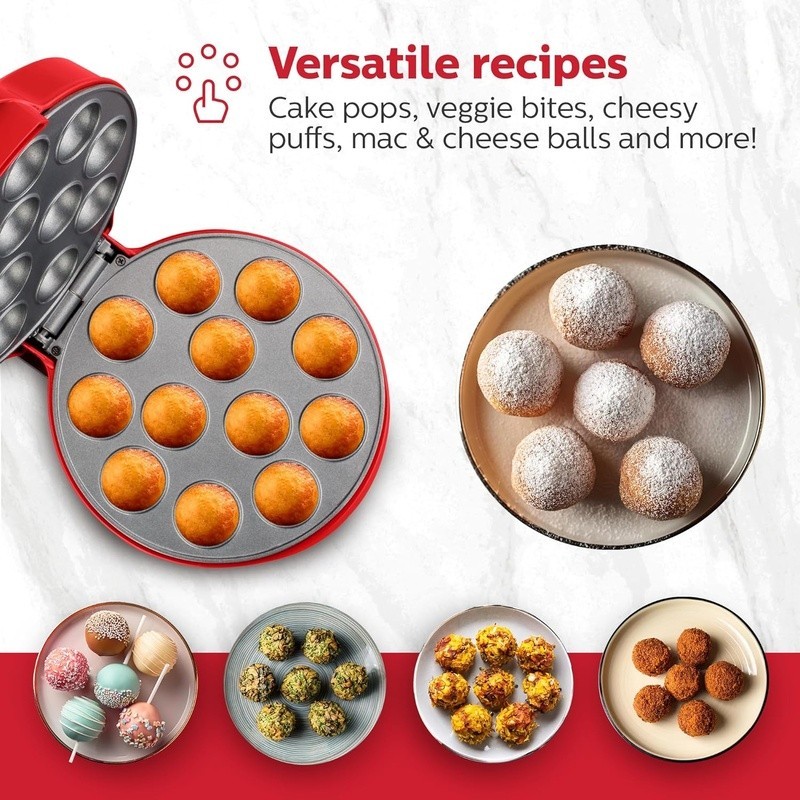 Nonstick Cake Pop Maker 12 Cup Fast Baking Compact Easy Cleanup Quick Heating US