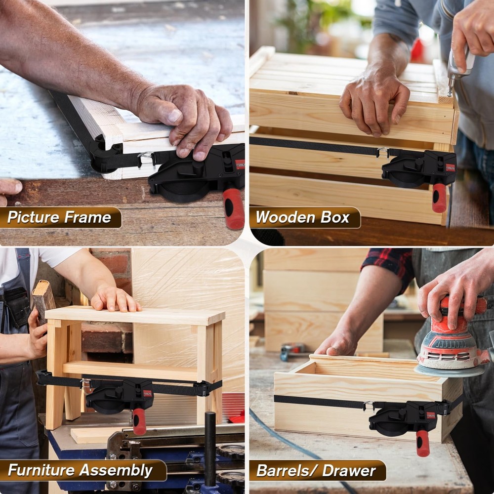 Strap Clamp, 23 ft Variable Angle Band Clamp for Woodworking, Picture Frame, ...