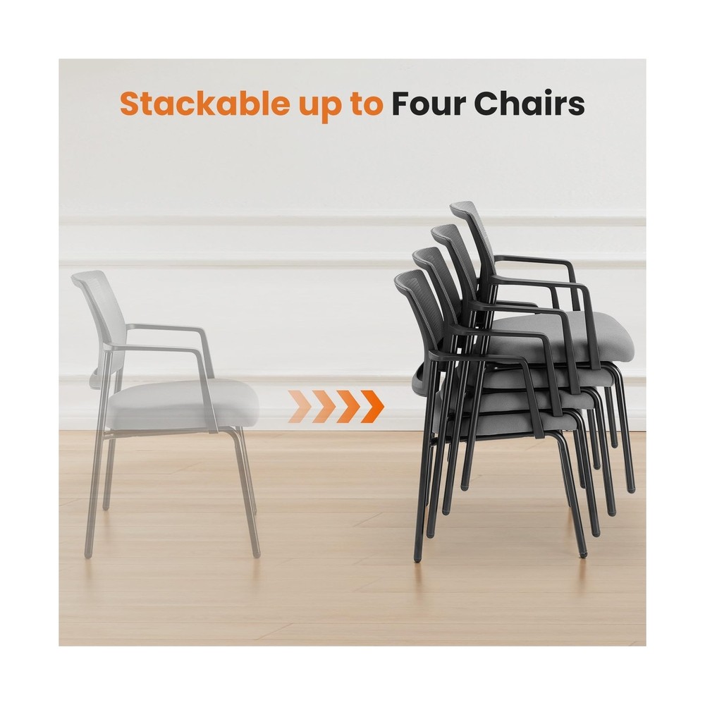 Sweetcrispy Mesh Back Stacking Arm Chairs, Upholstered Fabric Stacking Chairs...