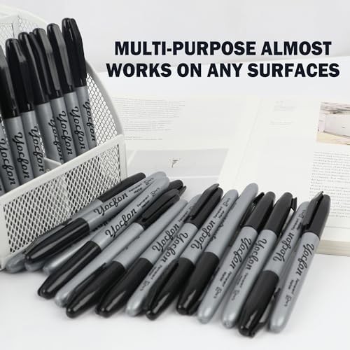 Permanent Markers Bulk, 144 Count Black Permanent Markers Set, Fine Tip,