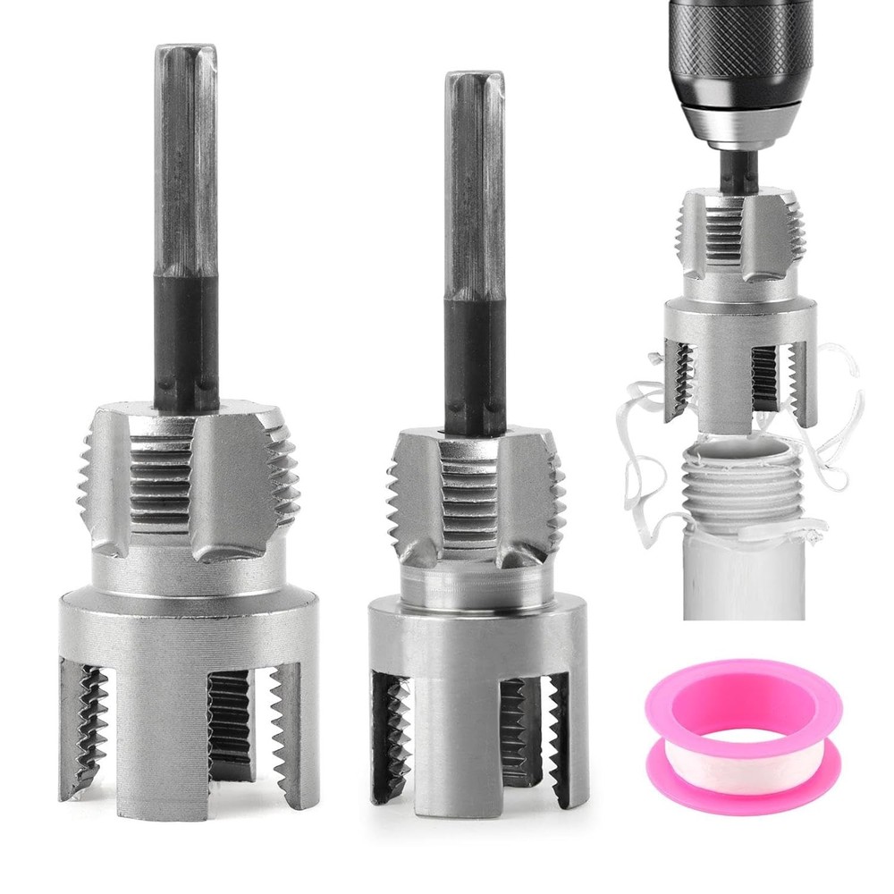 Integrated Internal & External Pipe Threading Tool Steel PVC Pipe Threader Kit~