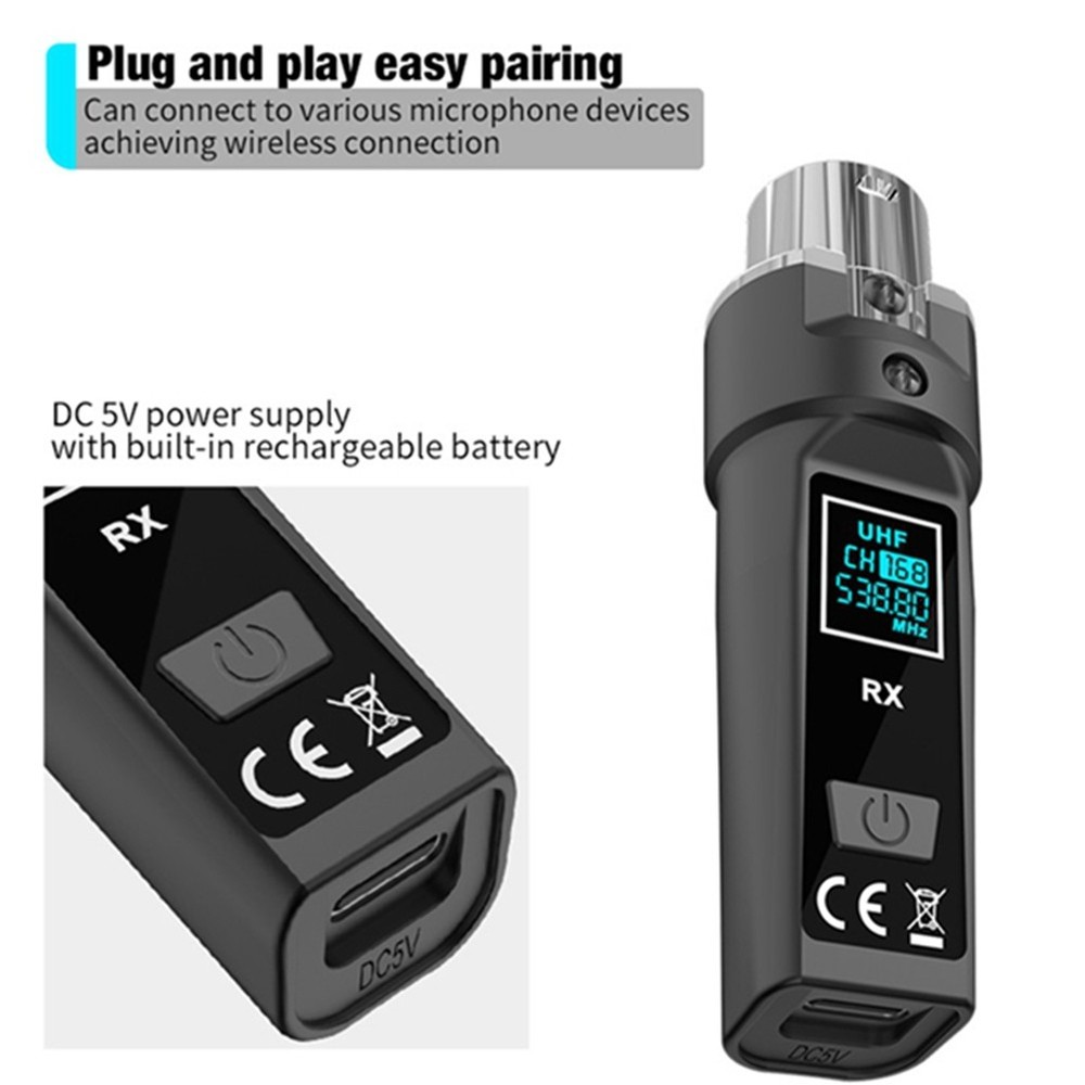 UHF Microphone System Adapter XLR Transmitter and Receiver for Dynamic2373