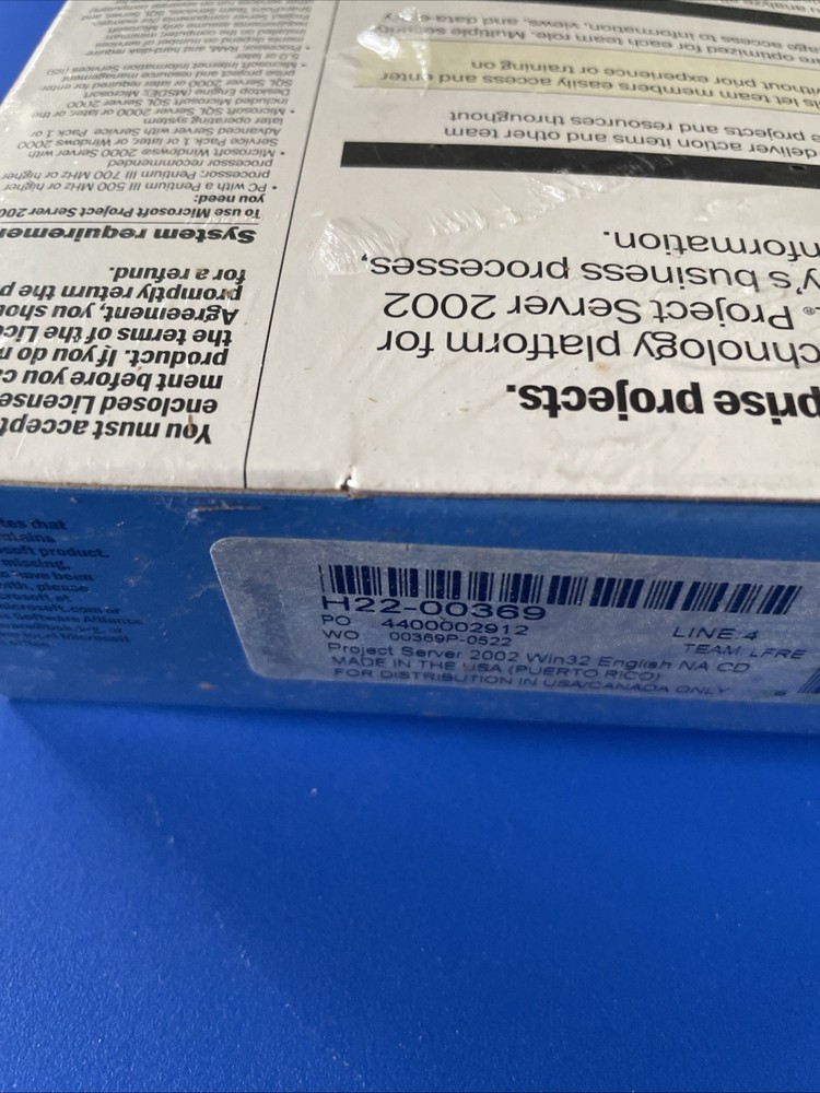 Microsoft Project Server 2002 _ Enterprise Project Management Server- 5 Licenses