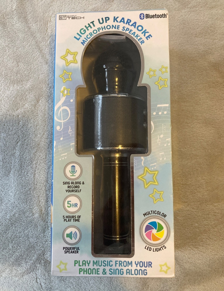 Simply Tech Light Up Karaoke Microphone Speaker Multicolor Bluetooth