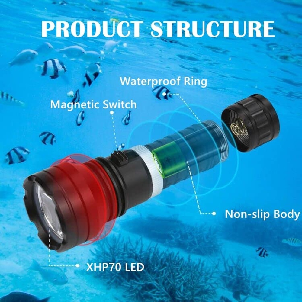 Dive Lights Super Scuba Diving Flashlight, IPX8 Waterproof Flashlight Underwa...