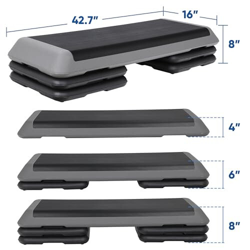 Adjustable Workout Aerobic Stepper, Exercise Step Platform Trainer with 4 Risers