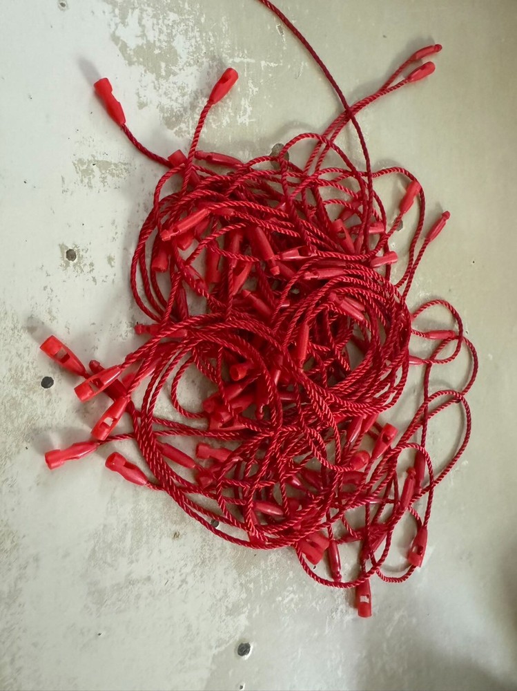 6" 100 Pcs RED Hang Tags String Snap Lock Seal Tags Pin Loop Fastener Hook Ties