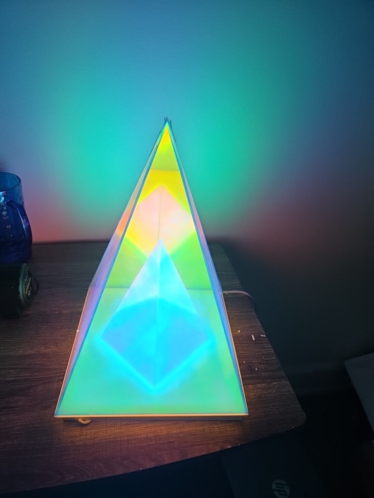 Creative Pyramid Table Lamp USB Powered Geometric Ambient Light Blue Acrylic
