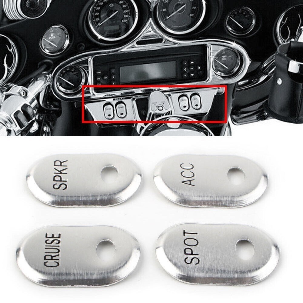 Chrome Brushed Panel Switch Covers For Harley Road Glide Trike Electra Glide