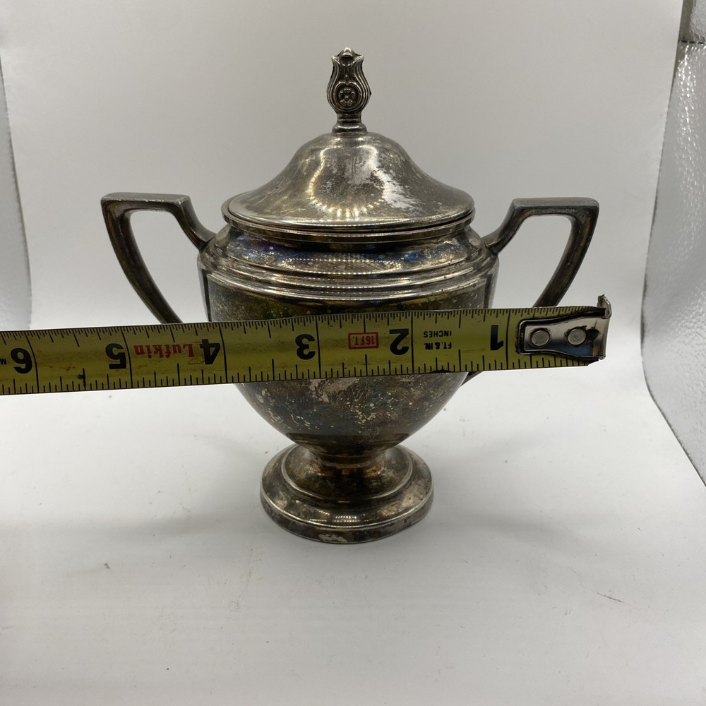 Vintage Crescent Silver Plate Sugar Bowl Pattern 2195 Antique Tableware