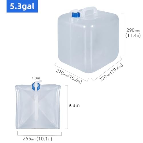 2 Pack Collapsible Water Container with Spigot, Foldable Cube 5.3Gallon Stylea