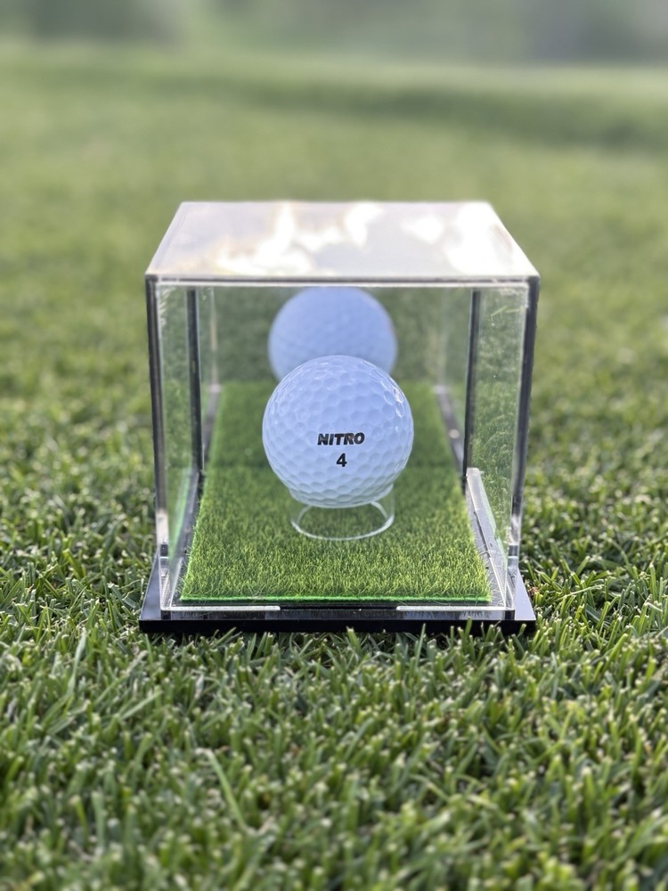 Golf Ball Display Case with Turf Base - Custom Golf Display Box
