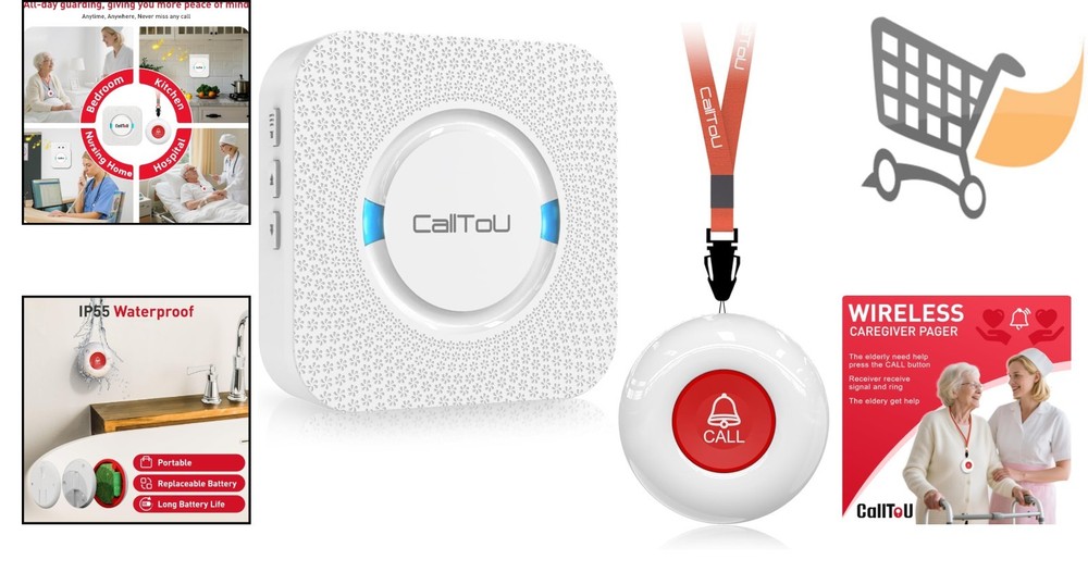 Wireless Caregiver Pager System Waterproof Call Button Receiver 500+ ft