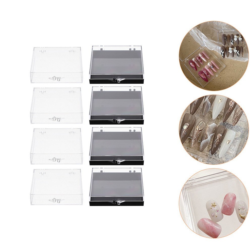 8pcs Nail Tips Box Press on Nails Storage Case Organizer Case Packaging Box