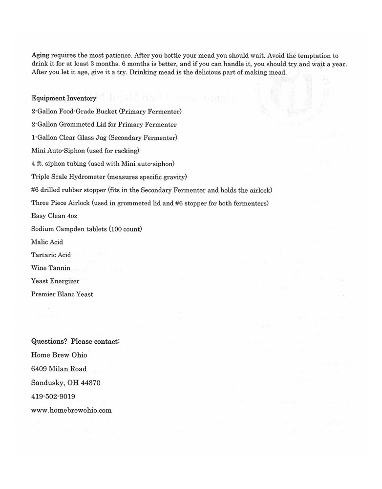 Home Brew Ohio Mead Making Kit