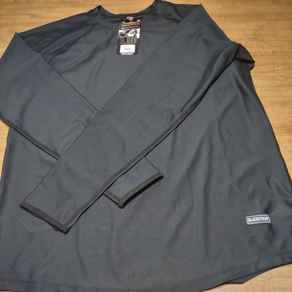 BlackStrap Men's Skyliner Crew Top Base Layer L/S Shirt Large Solid Black New