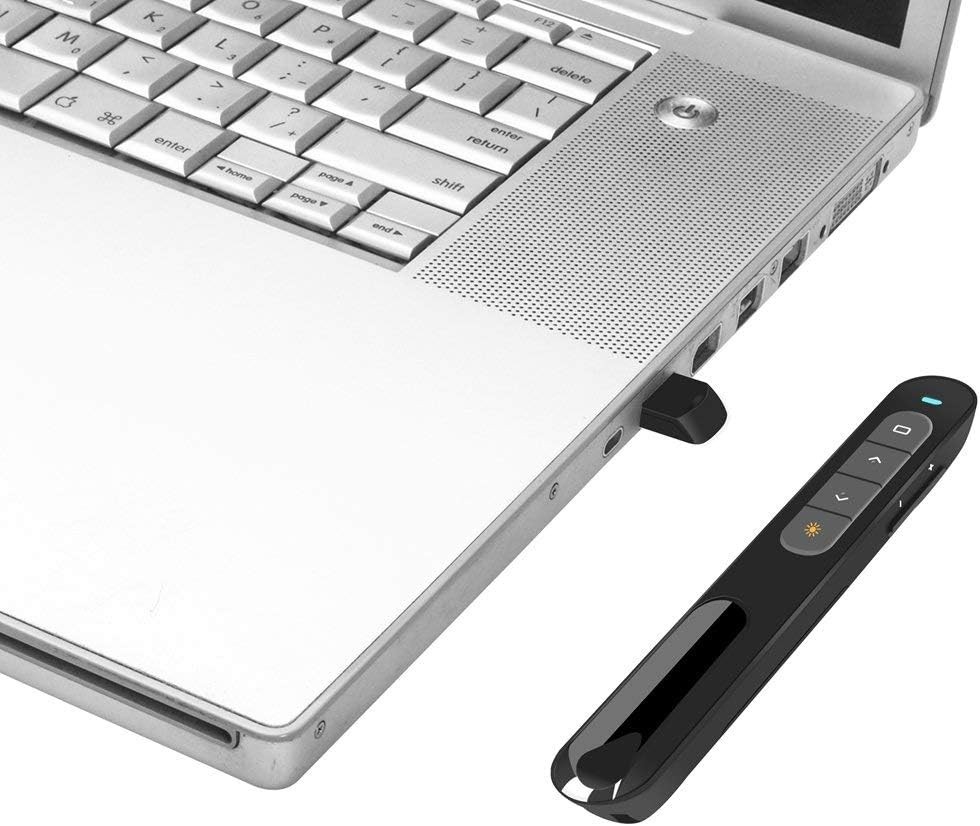 Wireless Presentation Clicker with Laser Pointer - 100ft Range & USB Plug & Play