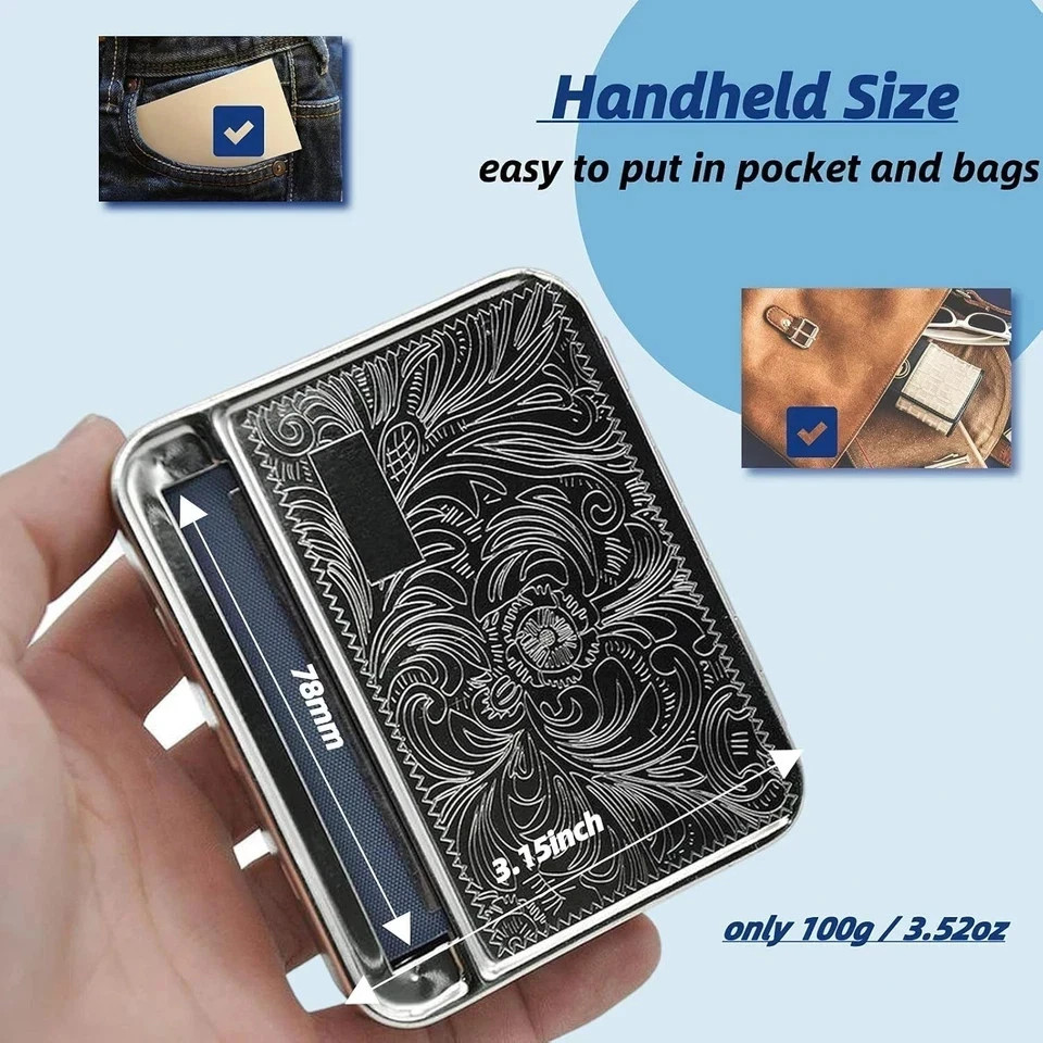 Metal Automatic Cigarette Smoking Rolling Machine Roller 70mm (Random Pattern)