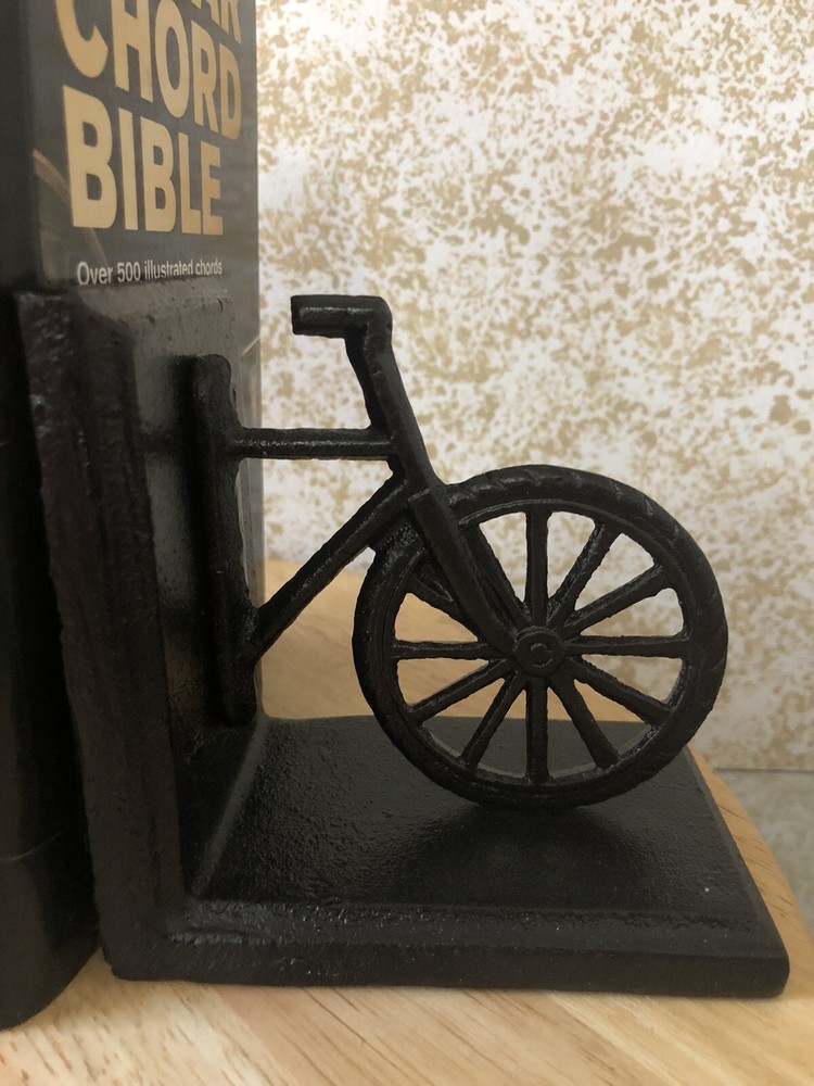 Bookends Cast Iron Bicycle Shape Industrial Design