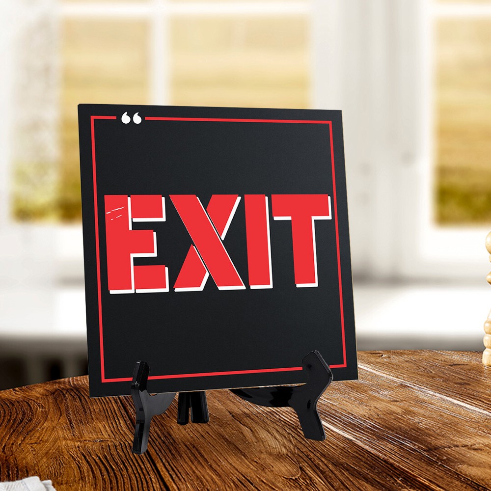 Exit 5"x 5" Square Table Sign With Acrylic Easel | Restaurant & Cafe Décor