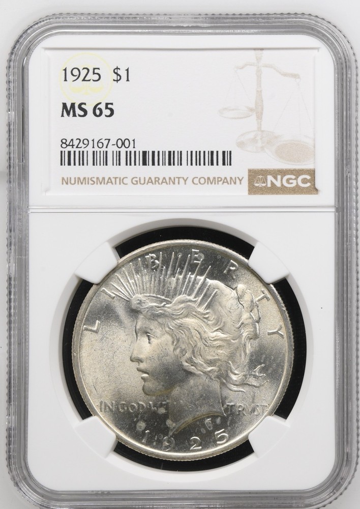 1925 (P) NGC Silver Peace Dollar MS65 MS-65